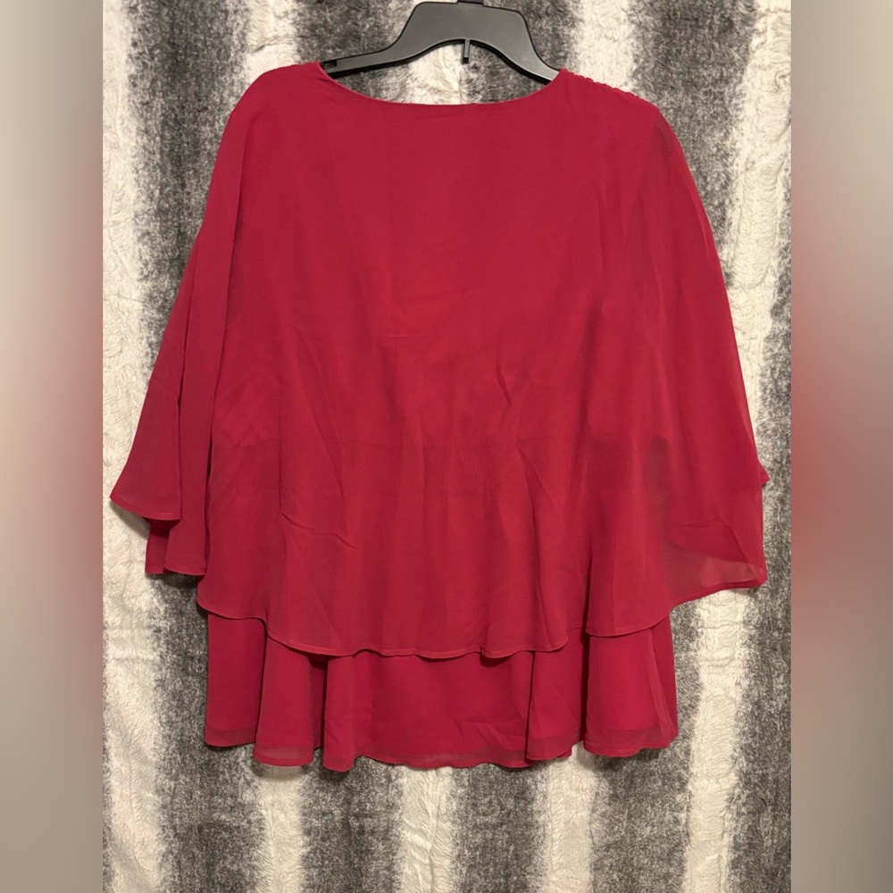 BloomChic Chiffon Shawl Layered sheer Blouse size 1X - Picture 12 of 13